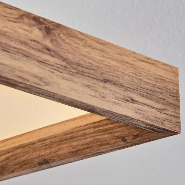 Plafonnier Longvic LED Couleur bois, Noir, 1 lumière