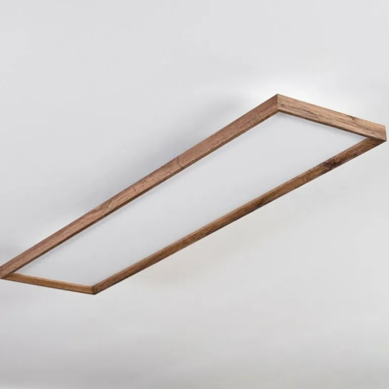 Plafonnier Longvic LED Couleur bois, Noir, 1 lumière