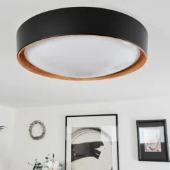 Plafonnier Louea LED Brun, Couleur bois, Noir, 1 lumière