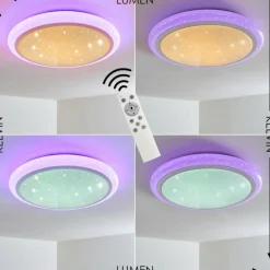 Plafonnier Lowell LED Blanc, 2 lumières, Télécommandes, Changeur de couleurs