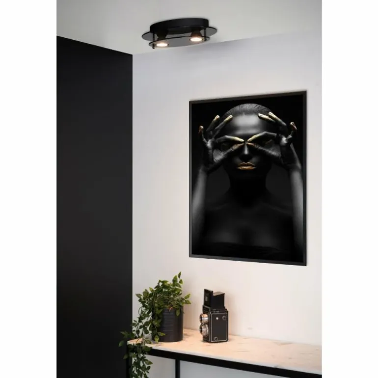 Plafonnier Lucide OKNO Noir, 2 lumières