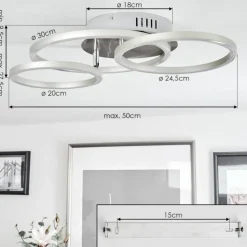 Plafonnier Malanje LED Nickel mat, 3 lumières