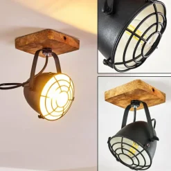 Plafonnier Malix Brun, Noir, 1 lumière