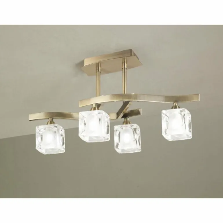 Plafonnier Mantra Cuadrax Laiton, 4 lumières