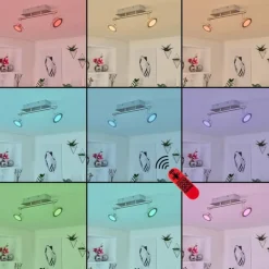 Plafonnier Marsen LED Nickel mat, 2 lumières, Télécommandes, Changeur de couleurs