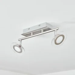 Plafonnier Marsen LED Nickel mat, 2 lumières, Télécommandes, Changeur de couleurs