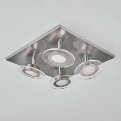 Plafonnier Marsen LED Nickel mat, 4 lumières, Télécommandes, Changeur de couleurs