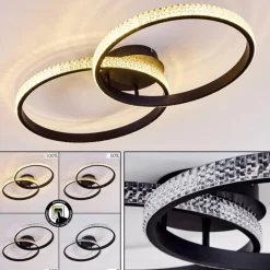 Plafonnier Melosa LED Noir, Blanc, 1 lumière