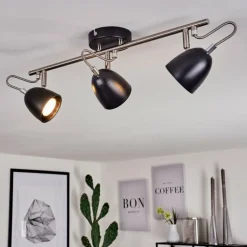 Plafonnier Moesdorf Nickel mat, Noir, 3 lumières