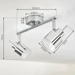 Plafonnier Morges LED Chrome, 2 lumières