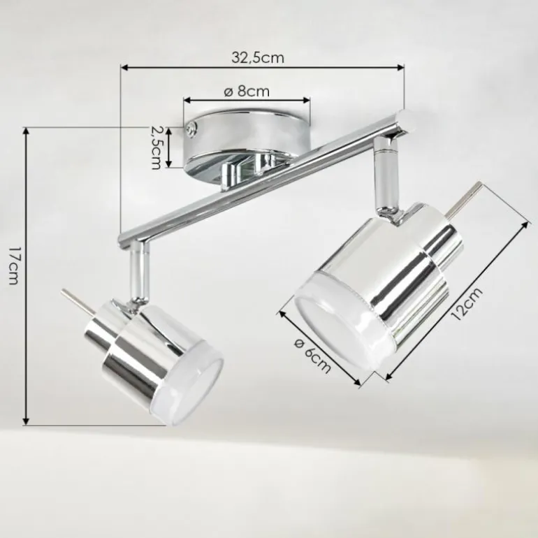 Plafonnier Morges LED Chrome, 2 lumières