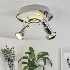 Plafonnier Morges LED Chrome, Nickel mat, 2 lumières