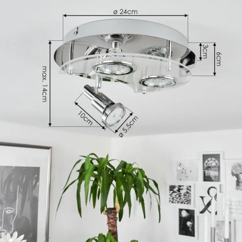 Plafonnier Morges LED Chrome, Blanc, 3 lumières