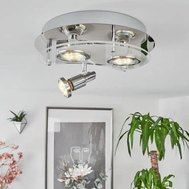 Plafonnier Morges LED Chrome, Blanc, 3 lumières