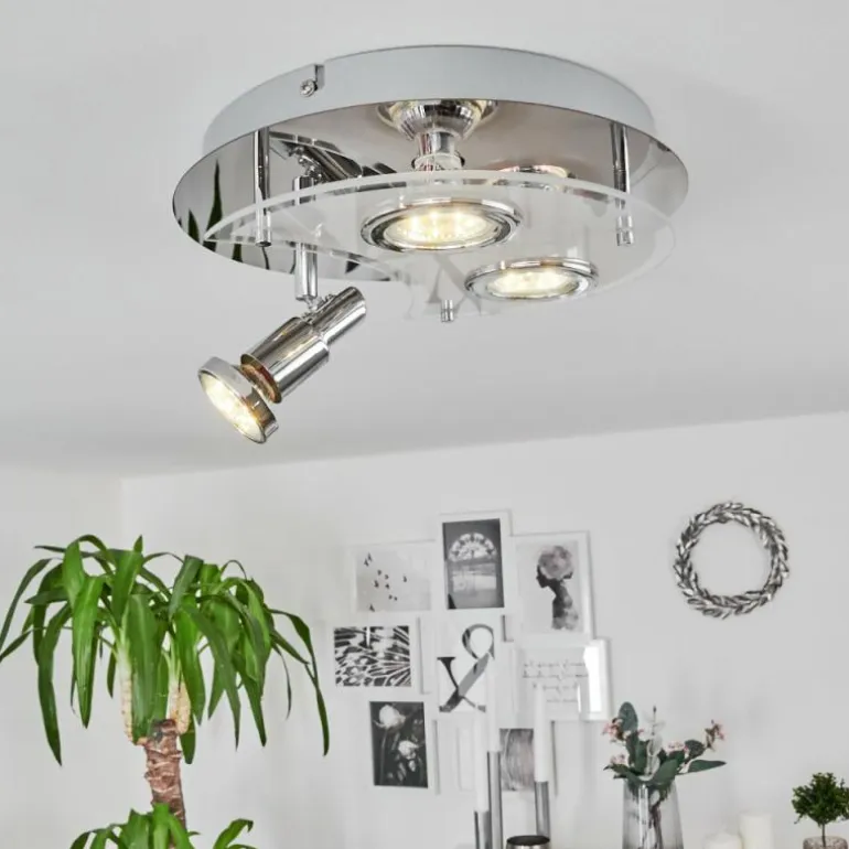 Plafonnier Morges LED Chrome, Blanc, 3 lumières