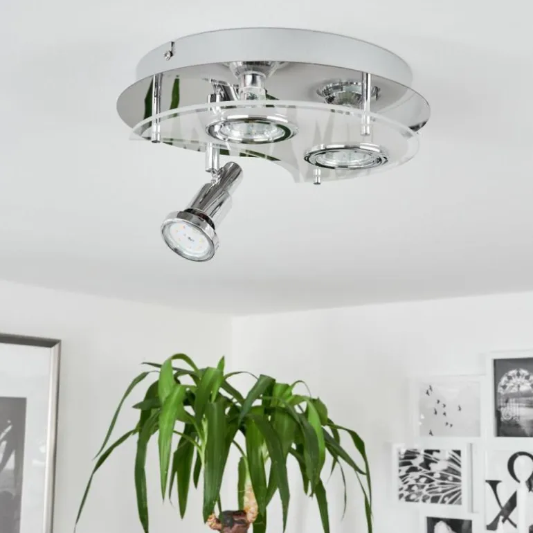 Plafonnier Morges LED Chrome, Blanc, 3 lumières