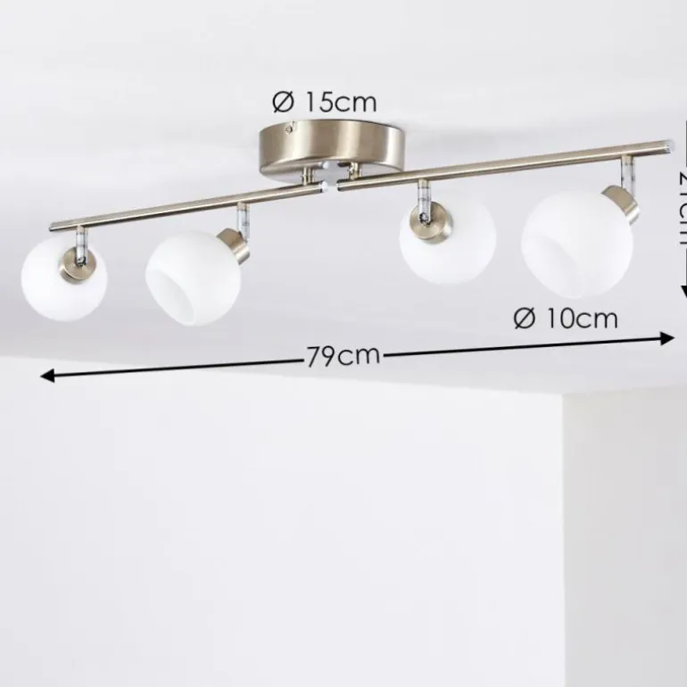 Plafonnier Motala LED Nickel mat, 4 lumières, Télécommandes, Changeur de couleurs