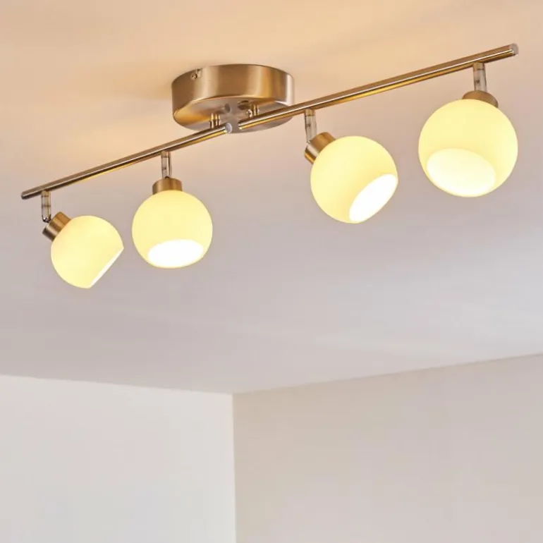Plafonnier Motala LED Nickel mat, 4 lumières, Télécommandes, Changeur de couleurs