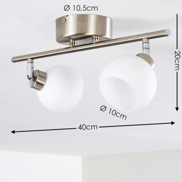 Plafonnier Motala LED Nickel mat, 2 lumières, Télécommandes, Changeur de couleurs