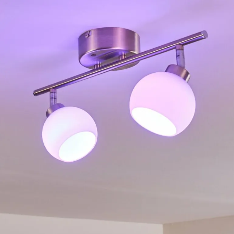 Plafonnier Motala LED Nickel mat, 2 lumières, Télécommandes, Changeur de couleurs