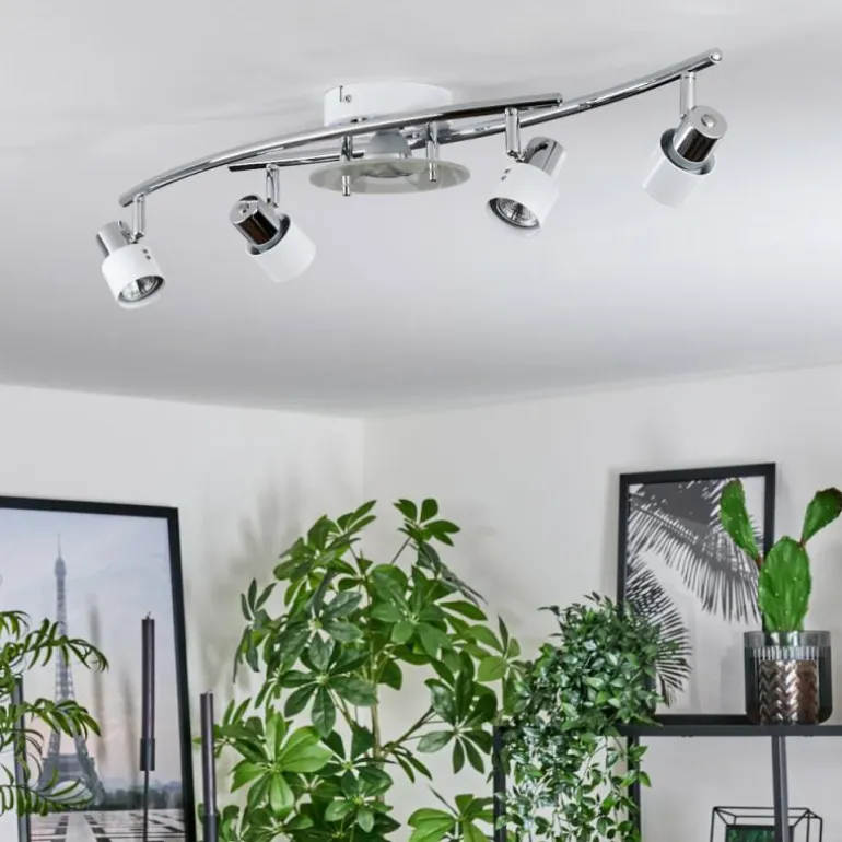 Plafonnier Naalisvaara Chrome, Blanc, 5 lumières