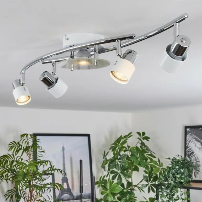 Plafonnier Naalisvaara Chrome, Blanc, 5 lumières