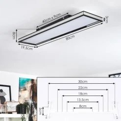 Plafonnier Nabbas LED Noir, 1 lumière, Télécommandes
