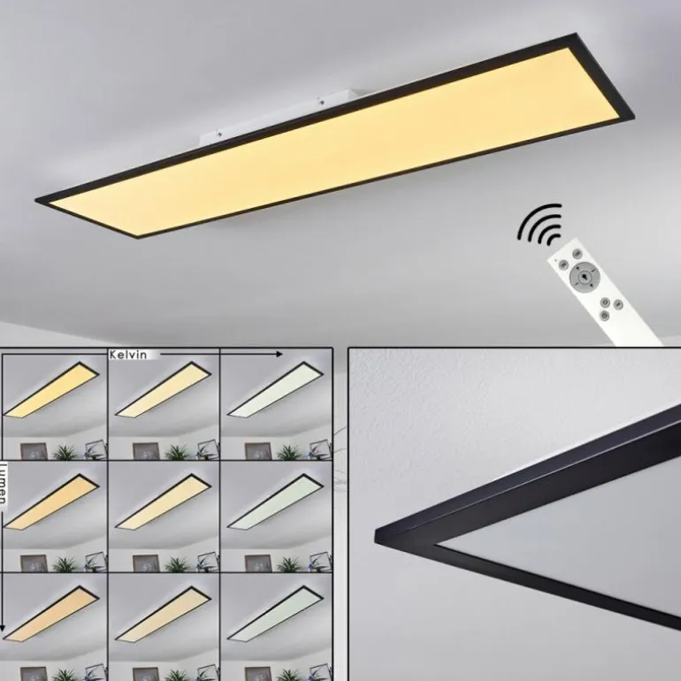 Plafonnier Nexo LED Noir, 1 lumière, Télécommandes