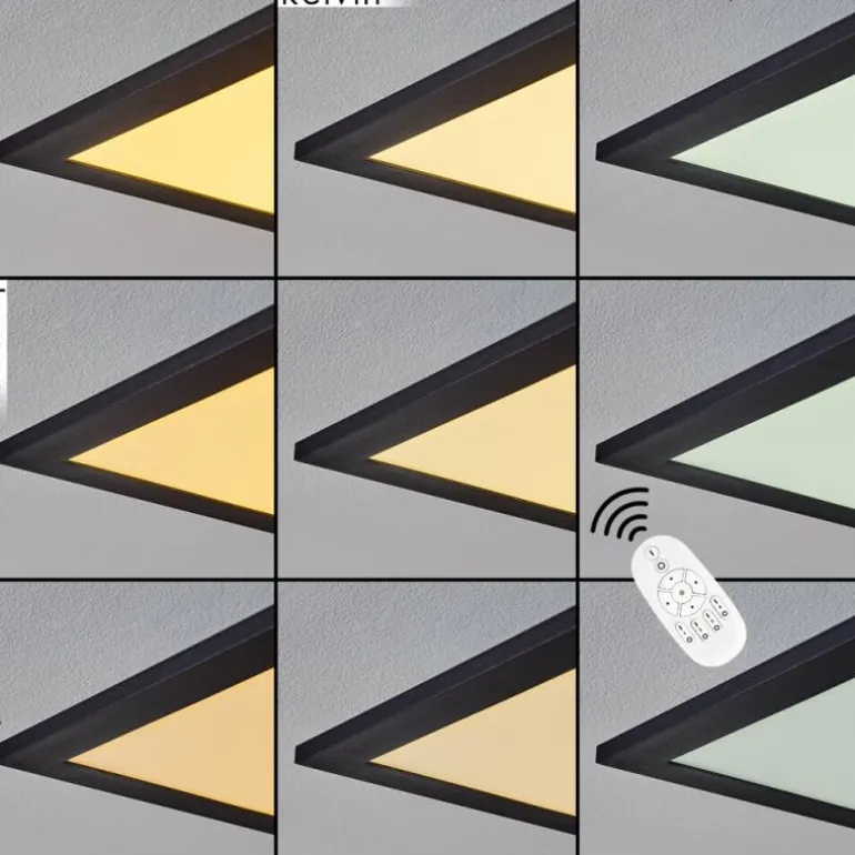 Plafonnier Nexo LED Noir, 1 lumière, Télécommandes