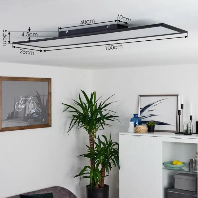Plafonnier Nexo LED Noir, 1 lumière, Télécommandes