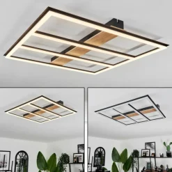 Plafonnier Nganbeto LED Couleur bois, Noir, 1 lumière
