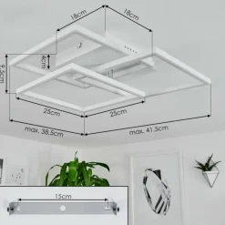 Plafonnier Oberegg LED Chrome, Blanc, 1 lumière, Télécommandes
