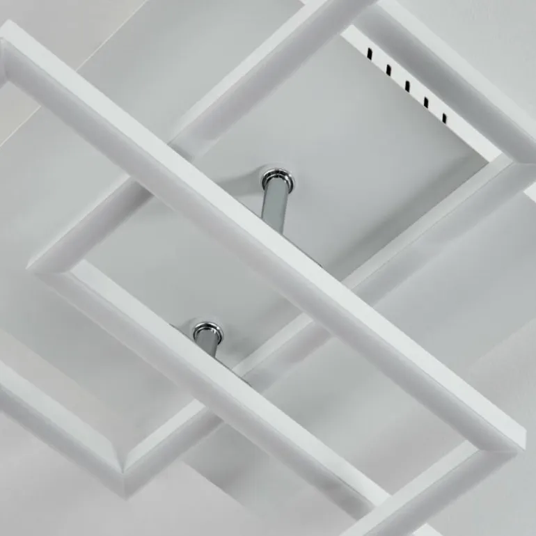 Plafonnier Oberegg LED Chrome, Blanc, 1 lumière, Télécommandes
