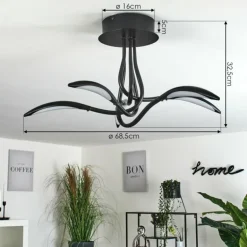Plafonnier Oetling LED Noir, 1 lumière