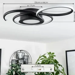 Plafonnier Olok LED Noir, 1 lumière, Télécommandes