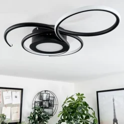 Plafonnier Olok LED Noir, 1 lumière, Télécommandes