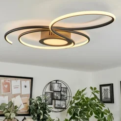 Plafonnier Olok LED Noir, 1 lumière, Télécommandes