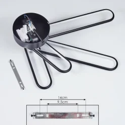 Plafonnier Olul LED Noir, Blanc, 2 lumières