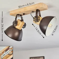 Plafonnier Orny Anthracite, Bois clair, 2 lumières