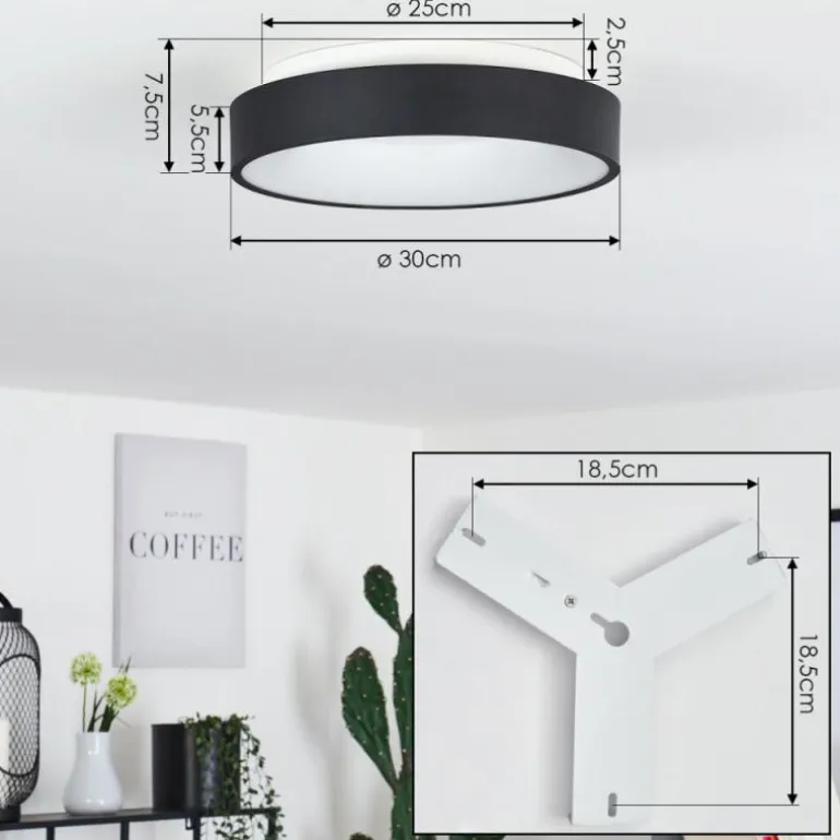 Plafonnier Playas LED Noir, Blanc, 1 lumière