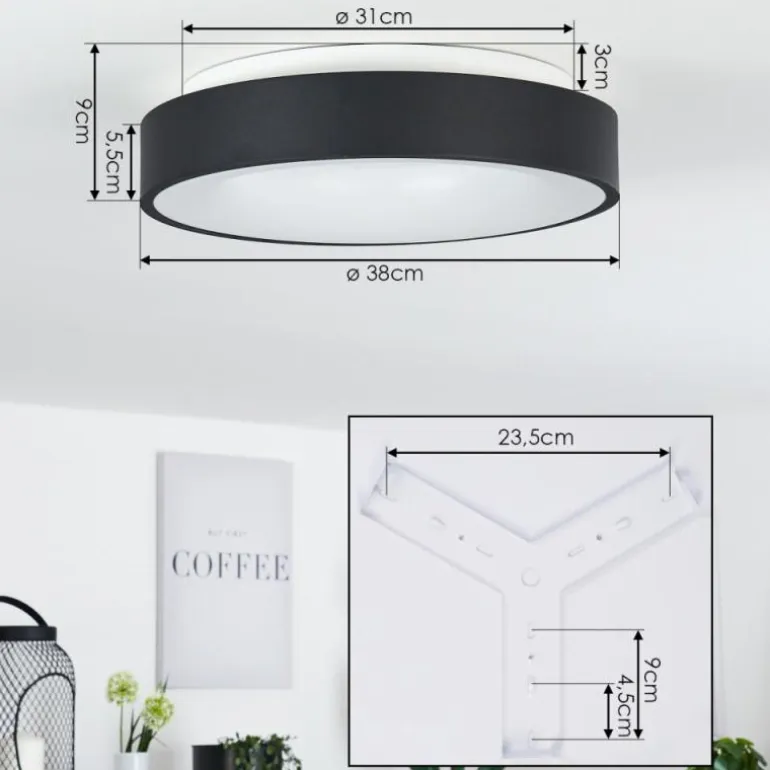 Plafonnier Playas LED Noir, Blanc, 1 lumière