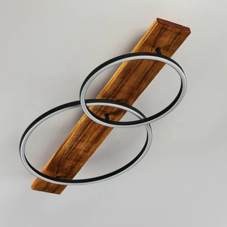 Plafonnier Pompu LED Bois foncé, Noir, 2 lumières