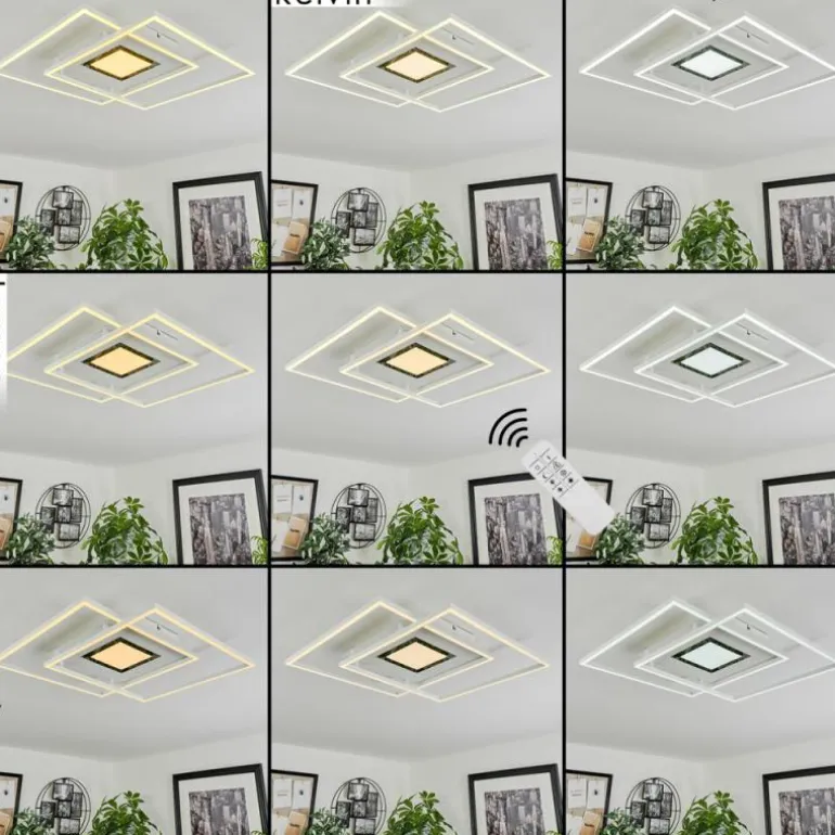 Plafonnier Popoy LED Blanc, 1 lumière, Télécommandes