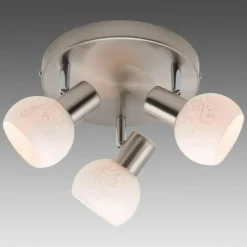 Plafonnier rond à spots Brilliant Bona Blanc, 3 lumières