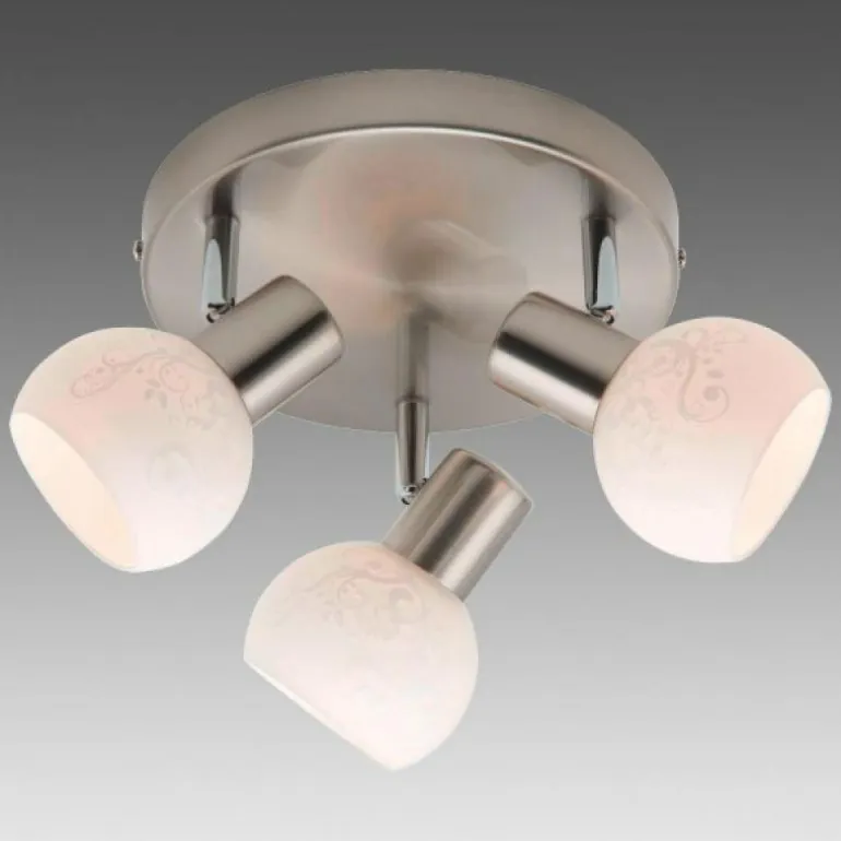 Plafonnier rond à spots Brilliant Bona Blanc, 3 lumières