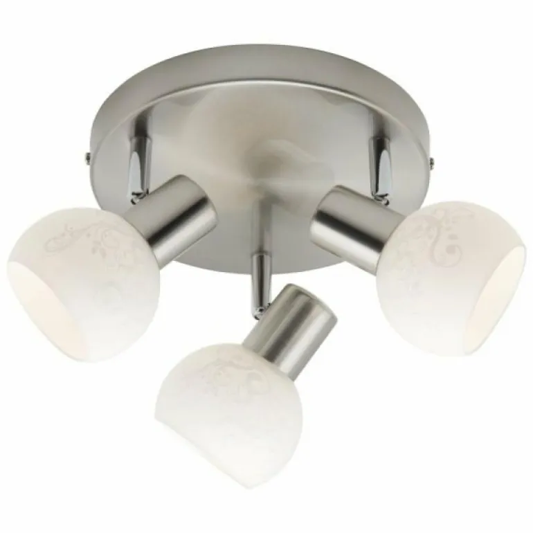 Plafonnier rond à spots Brilliant Bona Blanc, 3 lumières
