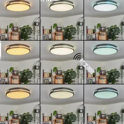 Plafonnier Seewen LED Noir, Blanc, 1 lumière, Télécommandes