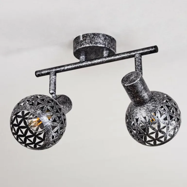 Plafonnier Stavik Noir, Argenté, 2 lumières