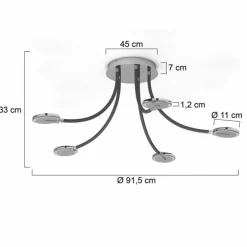 Plafonnier Steinhauer Turound LED Acier brossé, 5 lumières