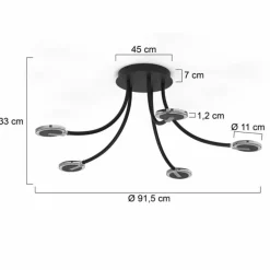 Plafonnier Steinhauer Turound LED Noir, 5 lumières
